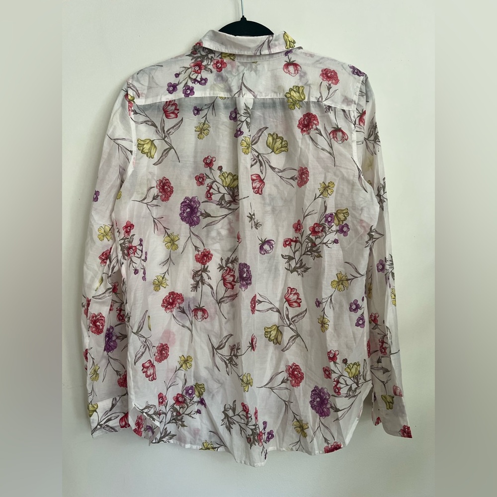 Lauren Ralph Lauren White Floral Button-Down Shirt with Multicolor Blooms - Picture 2 of 4